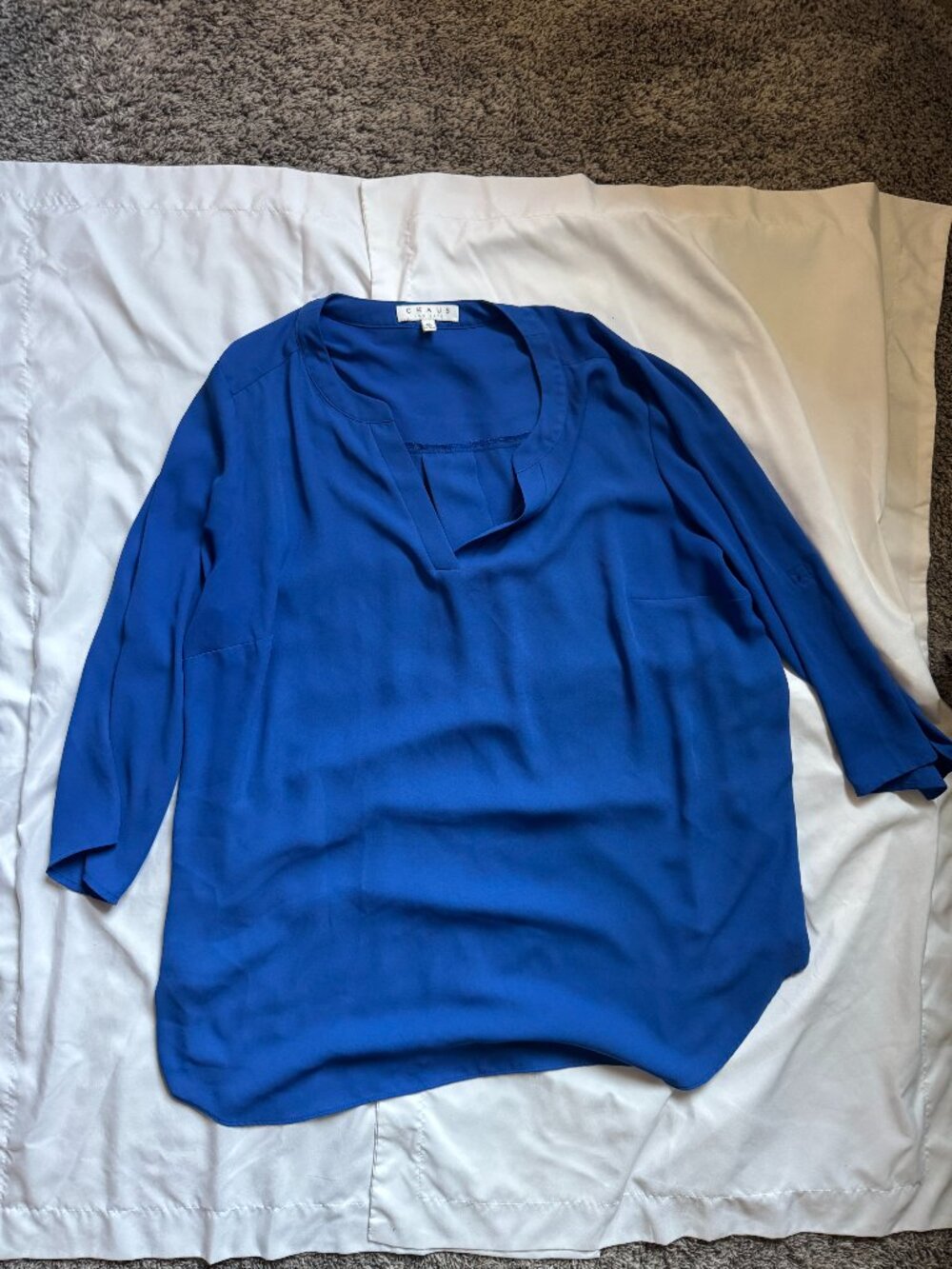 CHAUS New York Royal Blue Eyelet Blouse Size 1X